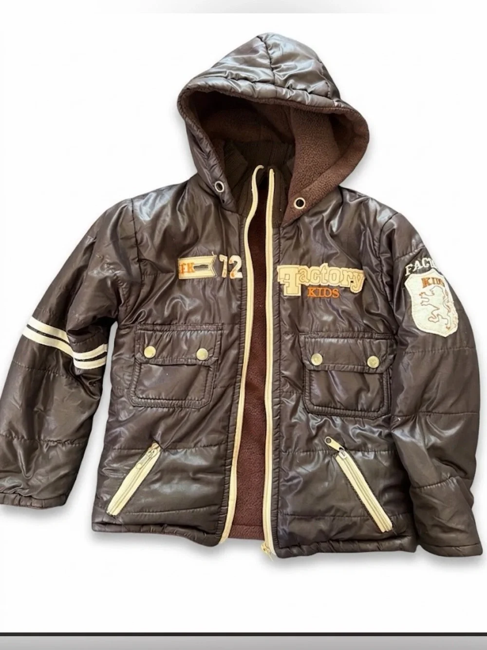 Vintage Brown Hooded Puffer Jacket size 4-5T